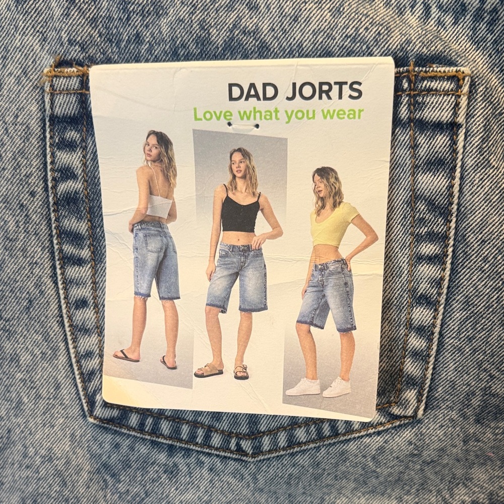 Witty Fox 90s Style Acid Wash Baggy Dad Jorts | Loose Fit Denim Shorts - Picture 10 of 10